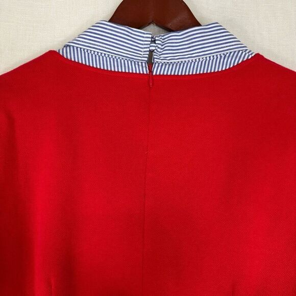Talbots Red Pique Collared Dress Womens Large NWT Knee Length Preppy Pockets - Picture 5 of 10